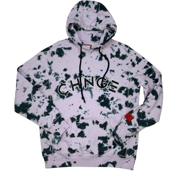 CHNGE Violet Splotch Tie dye University Hoodie Sweatshirt M Long Sleeve Pullover - Picture 1 of 12